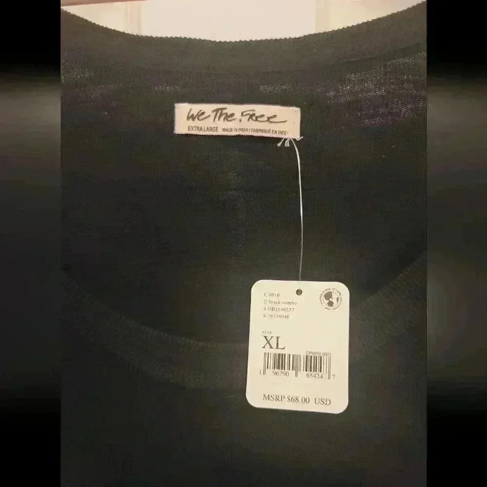 Free People We The Free Black Scoop Neck Top Size Extra Large
